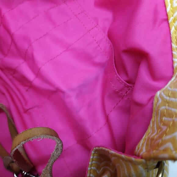 Dooney & Bourke Yellow Canvas Leather Trim Zipper Closure Satchel Shoulder Bag - Picture 12 of 13